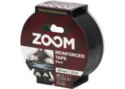 Vidaus apdailos prekės. Pakavimo, izoliacinės, lipnios juostos. Armuotos juostos, audinio juostos. Profesionali armuota juosta ZOOM juoda, 48 mm x 25 m