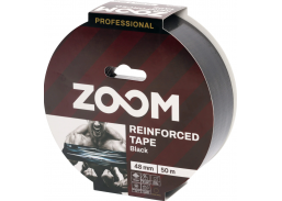 Vidaus apdailos prekės. Pakavimo, izoliacinės, lipnios juostos. Armuotos juostos, audinio juostos. Profesionali armuota juosta ZOOM juoda, 48 mm x 50 m