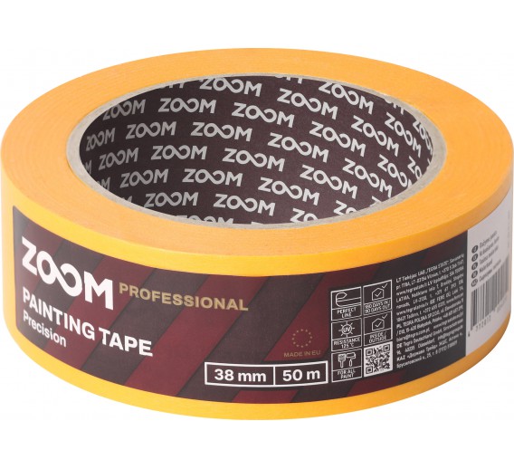 Dažai. Dažai, dažymo įrankiai, dažymo juostos. Apsauginės dažymo, glaistymo ir armavimo juostos. Profesionali dažymo juosta 38mmx50m Precision ZOOM