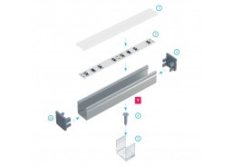Apšvietimas. Lempos, LED lemputės, LED juostos. LED juostos, LED profiliai. Profilis aliuminis anoduotas LED juostoms Y, 2.02m LUMINES 