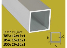 Vidaus apdailos prekės. Apdailos, sujungimo profiliai. Kampiniai aliuminio profiliai. Profilis B54 aliuminis 15x15mm 200 cm 