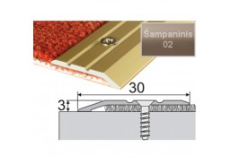 Vidaus apdailos prekės. Apdailos, sujungimo profiliai. Slenkstukai grindų sujungimui. Profilis Effector A01, su nuolydžiu šampaninis 180 cm 