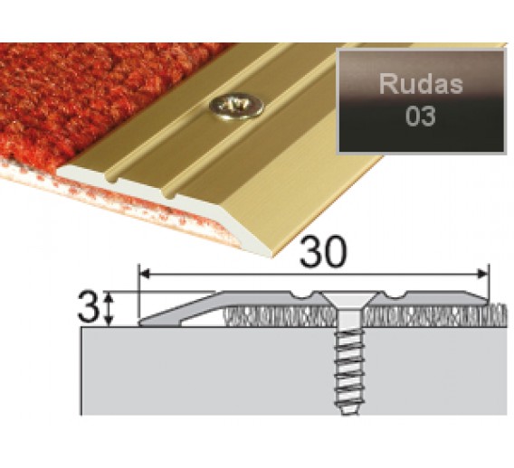 Vidaus apdailos prekės. Apdailos, sujungimo profiliai. Slenkstukai grindų sujungimui. Profilis Effector A01, su nuolydžiu 90 cm 