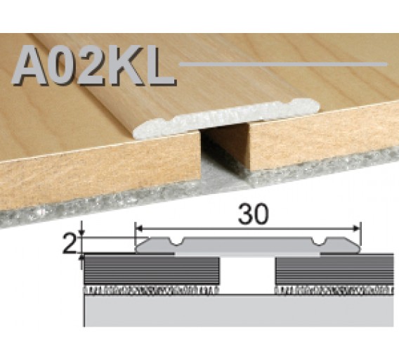 Vidaus apdailos prekės. Apdailos, sujungimo profiliai. Slenkstukai grindų sujungimui. Profilis Effector A02, klijuojamas ąžuolas Nairobi 180 cm 