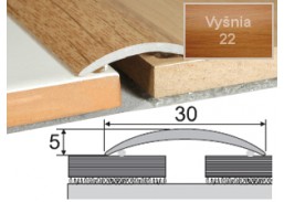Vidaus apdailos prekės. Apdailos, sujungimo profiliai. Slenkstukai grindų sujungimui. Profilis Effector A03, klijuojamas, vyšnia 30x5 mm 180 cm 
