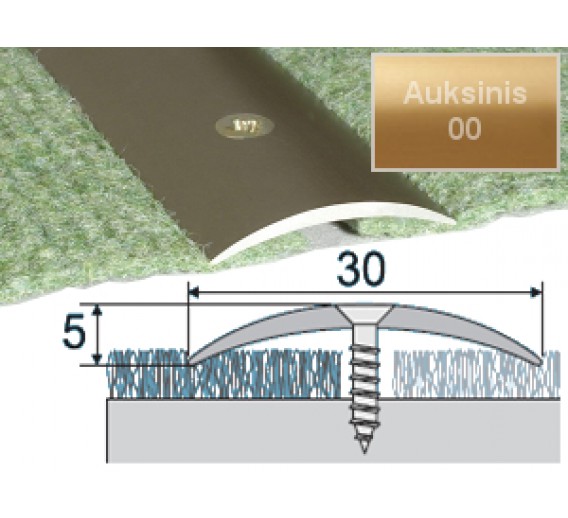 Vidaus apdailos prekės. Apdailos, sujungimo profiliai. Slenkstukai grindų sujungimui. Profilis Effector A03 sujungimo auksinis 93 cm 