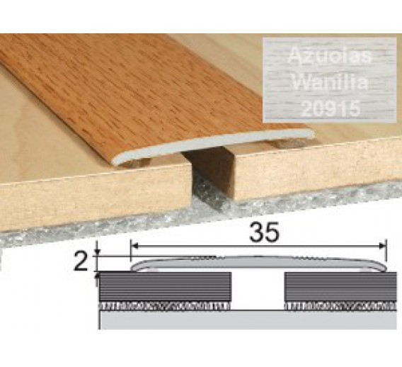 Vidaus apdailos prekės. Apdailos, sujungimo profiliai. Slenkstukai grindų sujungimui. Profilis Effector A08 klijuojamas Wanilia ąžuolas 93 cm 