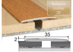 Vidaus apdailos prekės. Apdailos, sujungimo profiliai. Slenkstukai grindų sujungimui. Profilis Effector A08 sujungimo, klijuojamas šv.bukas 93 cm 