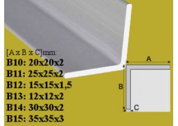 Vidaus apdailos prekės. Apdailos, sujungimo profiliai. Kampiniai aliuminio profiliai. Profilis kampinis aliuminis B12 15x15 mm 2 m 