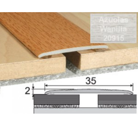 Vidaus apdailos prekės. Apdailos, sujungimo profiliai. Slenkstukai grindų sujungimui. Profilis klijuojamas A08 wanilia 180cm
