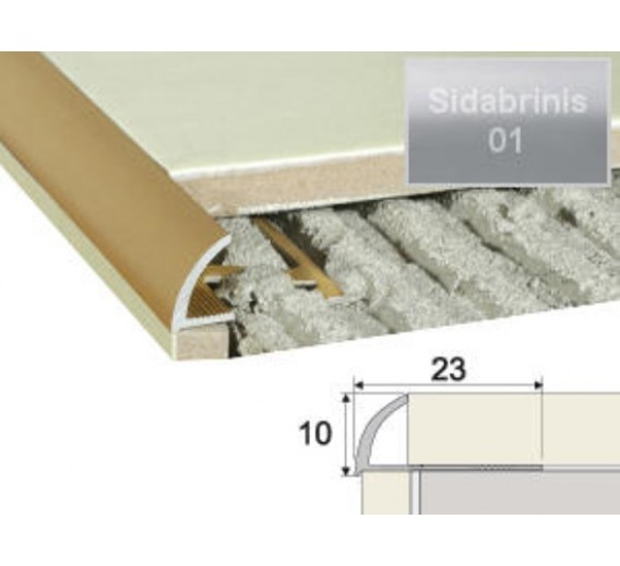 Profilis plytelių užbaigimui A53-10-2500 sidabro sp. 10 mm 