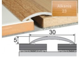 Vidaus apdailos prekės. Apdailos, sujungimo profiliai. Slenkstukai grindų sujungimui. Profilis sujungimui Effector A03 alksnis 30x5 mm 93 cm 