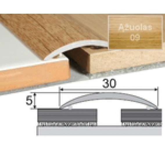 Vidaus apdailos prekės. Apdailos, sujungimo profiliai. Slenkstukai grindų sujungimui. Profilis sujungimui Effector A03 ąžuolas 30x5 mm 93 cm 