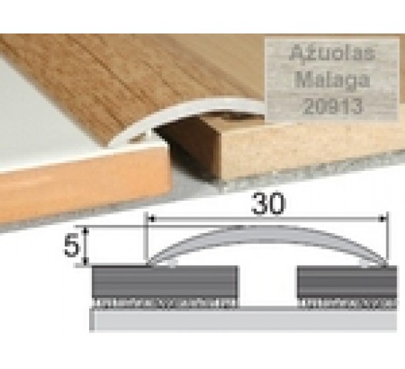 Vidaus apdailos prekės. Apdailos, sujungimo profiliai. Slenkstukai grindų sujungimui. Profilis sujungimui Effector A03 ąžuolas malaga 30x5 mm 93 cm 