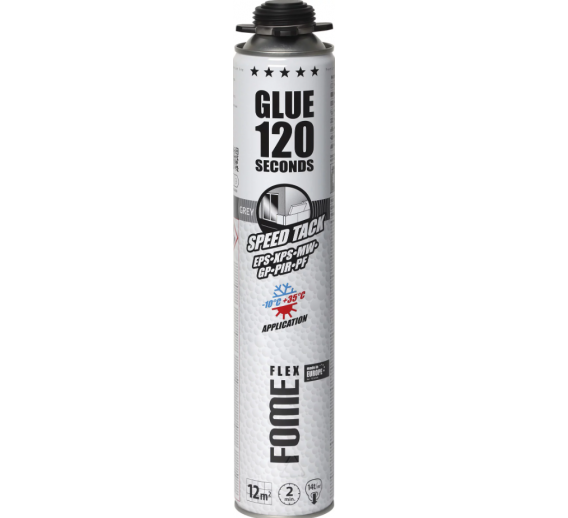 Vidaus apdailos prekės. Hermetikai, montavimo putos, sandarinimo juostos. Sandarinimo, montavimo putos. Putos klijai Fome flex 120 sec Speed tack 750ml 01-3-2-02 