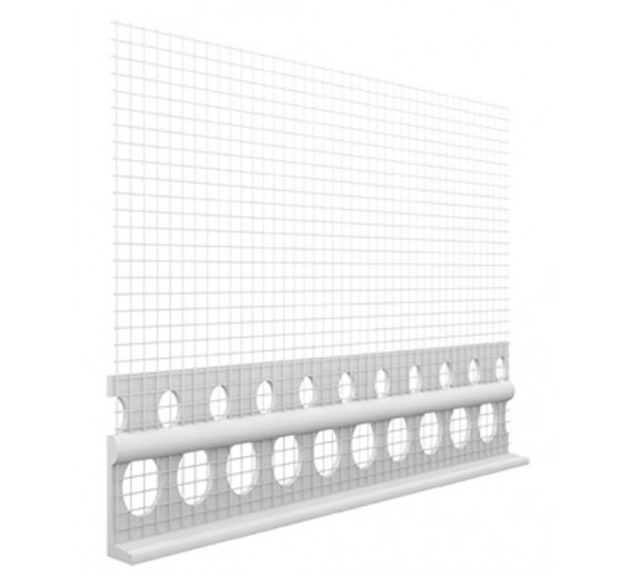 Statybinės medžiagos. Dekoratyviniai tinkai. Profiliai ir tinkliukai fasado šiltinimui. PVC baigiamasis profilis EJOT 281, 6 mm, 2m 