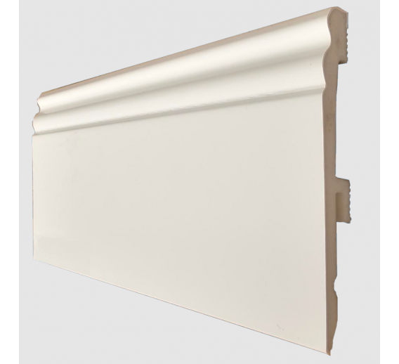Vidaus apdailos prekės. Apdailos, sujungimo profiliai. Grindjuostės. Grindjuostės Vox Smart. PVC Grindjuostė Bravo 95 2400x95x16mm White 