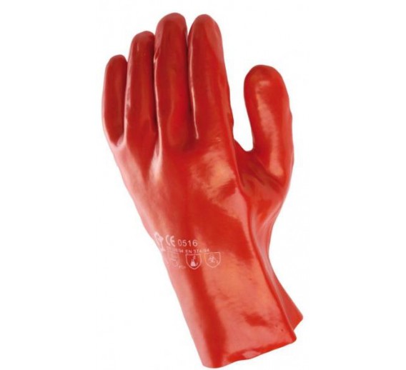 Darbo saugos prekės. Darbo pirštinės. PVC pirštinės raudonos 