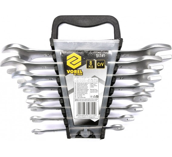 Darbo įrankiai. Mechaniniai įrankiai. Raktų ir galvučių rinkiniai. Raktų rinkiniai. Raktų rinkinys SATIN 8 vnt. 6-22 mm 