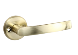 Vidaus apdailos prekės. Durys, jų dalys. Durų furnitūra. Rankenos. Rankena 16/006 R3115 matinio žalvario