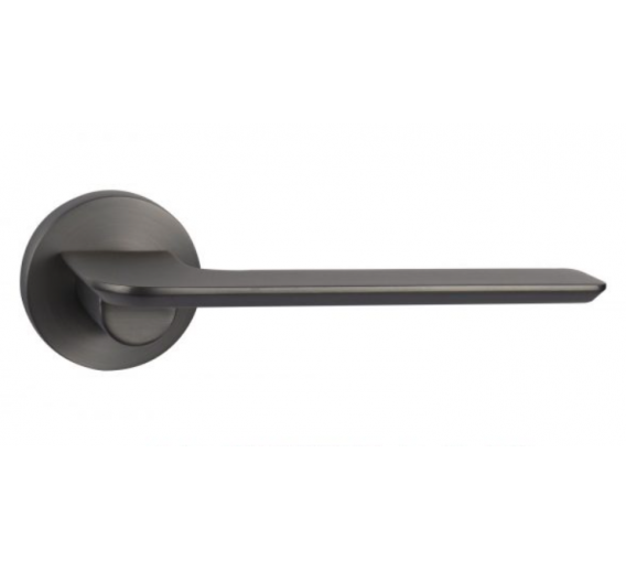 Vidaus apdailos prekės. Durys, jų dalys. Durų furnitūra. Rankenos. Rankena Apollo matinis tamsus nikelis 