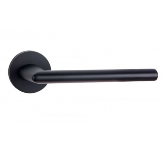 Vidaus apdailos prekės. Durys, jų dalys. Durų furnitūra. Rankenos. Rankena Cronus juoda 