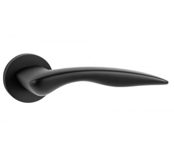 Vidaus apdailos prekės. Durys, jų dalys. Durų furnitūra. Rankenos. Rankena Flying Fish Legend juoda 