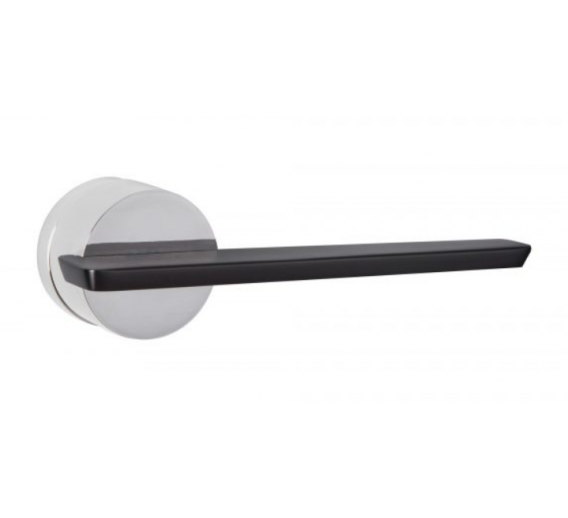 Vidaus apdailos prekės. Durys, jų dalys. Durų furnitūra. Rankenos. Rankena Kobe Mr Lonely blizgus chromas/juoda 