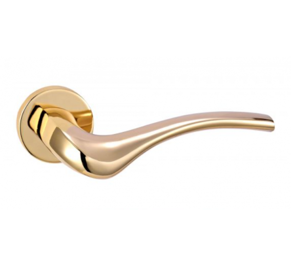 Vidaus apdailos prekės. Durys, jų dalys. Durų furnitūra. Rankenos. Rankena Tobacco Peck blizgus auksas 