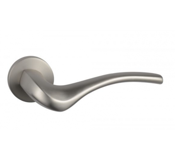 Vidaus apdailos prekės. Durys, jų dalys. Durų furnitūra. Rankenos. Rankena Tobacco Peck matinis nikelis 