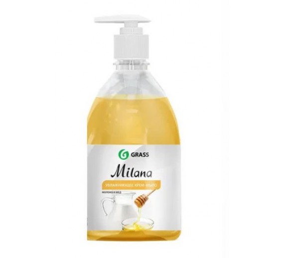 Švaros prekės. Muilas, pasta rankoms plauti. Rankų muilas Milana, pienas su medumi, 1l 