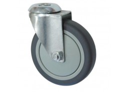 Baldinė furnitūra. Baldiniai ratukai, ratukai vežimėliams. Ratukas d-100 mm plastikinis/TPR su skyle 
