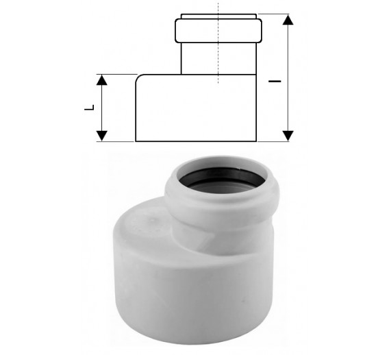 Santechnikos prekės. Vidaus kanalizacija. Vidaus kanalizacija betriukšmė. Redukcija DB Magnaplast, 110x50 mm 