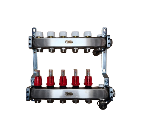 Šildymas. Šildymas ir vėdinimas. Kolektoriai ir kolektorinės spintos. Kolektoriai. Reguliuojamas kolektorius NP General Fittings 5ž. 