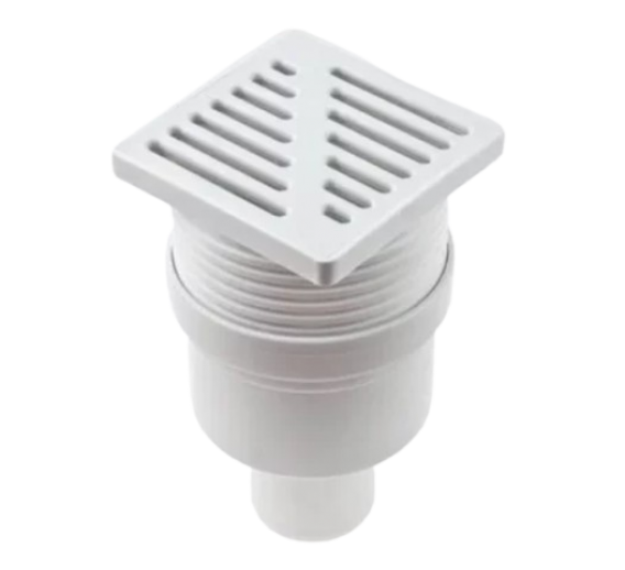 Santechnikos prekės. Vonios įranga. Trapai ir dušo latakai. Reguliuojamas tiesus trapas 15x15cm d110 