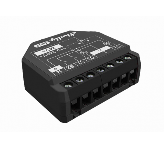 Elektros prekės. Moduliniai automatikos komponentai. Kontaktoriai. Relė su galios matavimu Shelly 2PM Gen3 