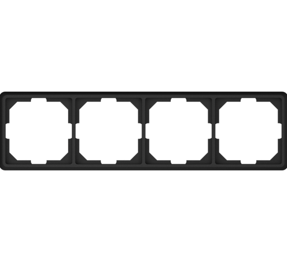 Elektros prekės. Instaliacija - kištukiniai lizdai, jungikliai ir kt.. Vilma jungikliai, kištukiniai lizdai. Vilma STANDARD ST150 juoda matinė spalva. Rėmelis 4 vietų Vilma ST150 juodos matinės spalvos 