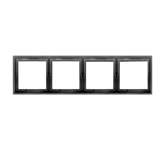 Elektros prekės. Instaliacija - kištukiniai lizdai, jungikliai ir kt.. BORA jungikliai, kištukiniai lizdai. Rėmelis BORA 4 vietų, juodas 