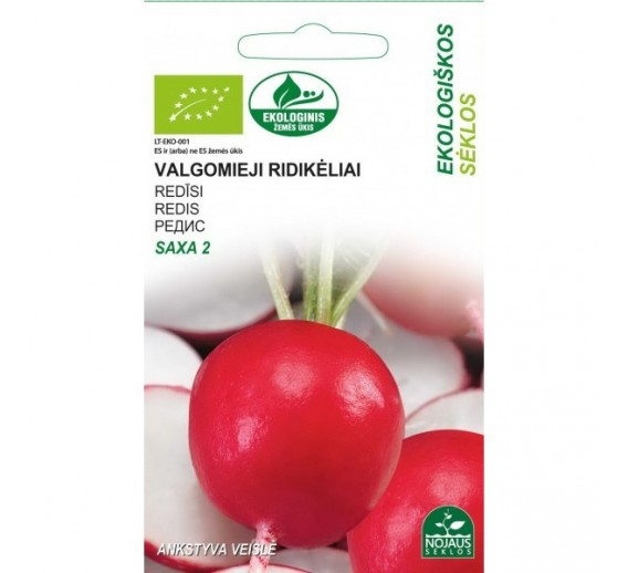 Sodo ir daržo prekės. Sėklos, daigyklos, durpinės tabletės. Ridikėliai, salotos. Ridikėliai valgomieji Saxa2 5g 