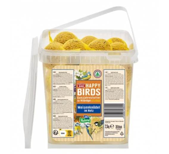 Gyvūnų prekės. Gyvūnėlių priežiūros priemonės. Naminių gyvūnų maistas. Riebalų rutulys Bird Happy Birds 90 g.