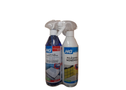 Švaros prekės. Buitinė chemija, valikliai. Rinkinys: HG pelėsio valiklis 500ml + HG stiklų valiklis 500ml