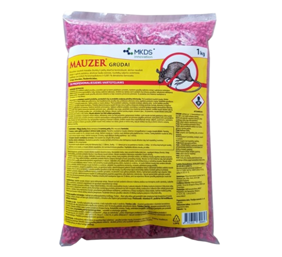 Sodo ir daržo prekės. Priemonės prieš kenkėjus. Priemonės prieš žiurkes, peles ir kurmius. Rodenticidas graužikams Mauzer 1kg 
