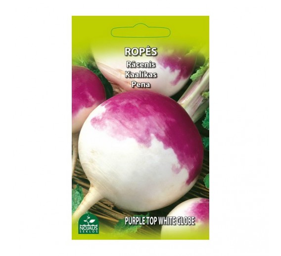 Sodo ir daržo prekės. Sėklos, daigyklos, durpinės tabletės. Ridikėliai, salotos. Ropės Purple Top White Globe 2 g 