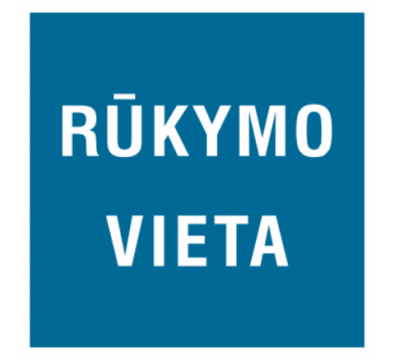 Darbo saugos prekės. Saugos ženklai, aptvėrimo juostos. Rūkymo vieta lipdukas 130x130 mm 