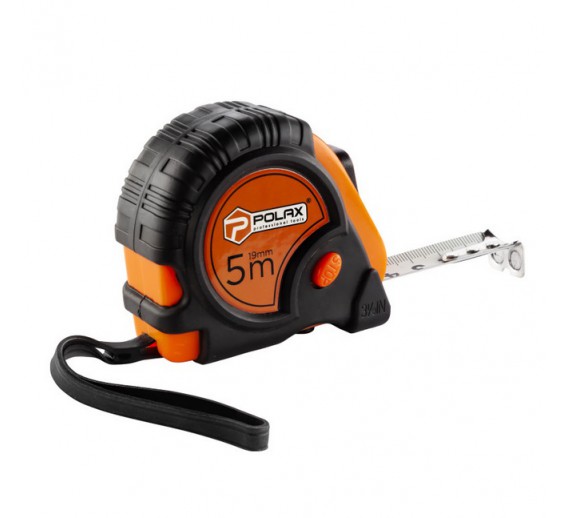 Darbo įrankiai. Mechaniniai įrankiai. Ruletės, matavimo juostos, slankmačiai. Ruletės. Ruletė 5m x 19mm POLAX 