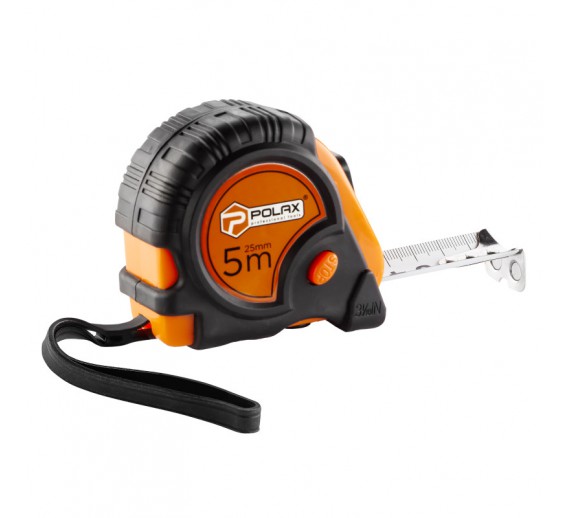 Darbo įrankiai. Mechaniniai įrankiai. Ruletės, matavimo juostos, slankmačiai. Ruletės. Ruletė 5m x 25mm POLAX 