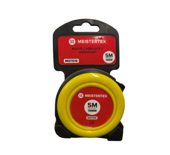 Darbo įrankiai. Mechaniniai įrankiai. Ruletės, matavimo juostos, slankmačiai. Ruletė Meistertex MST519 5 m x 19 mm 