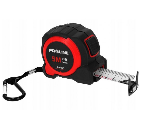 Darbo įrankiai. Mechaniniai įrankiai. Ruletės, matavimo juostos, slankmačiai. Ruletės. Ruletė Proline 5m/32mm 