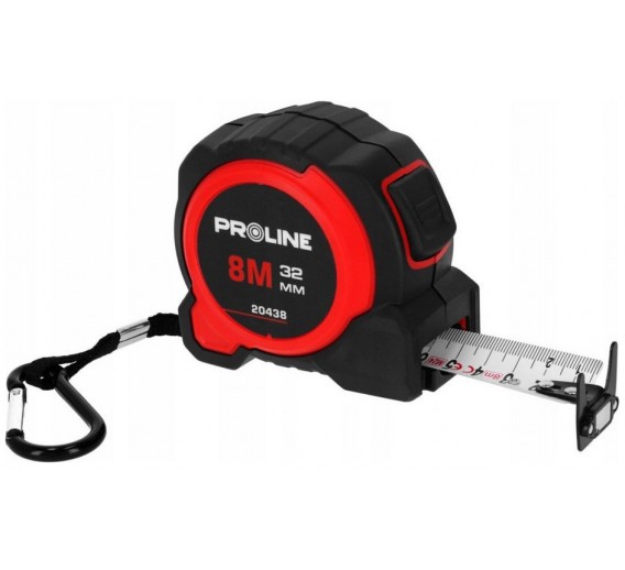 Darbo įrankiai. Mechaniniai įrankiai. Ruletės, matavimo juostos, slankmačiai. Ruletės. Ruletė Proline 8m/32mm 