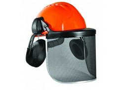Šalmas MK7 miškininkams su skydeliu ir ausinėms, oranžinis 